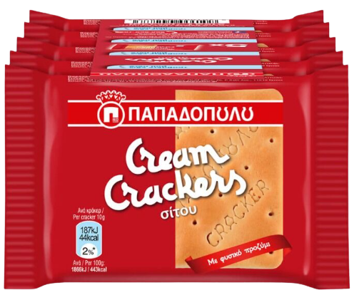 ΠΑΠΑΔΟΠΟΥΛΟΥ κράκερ cream crackers σίτου 5x43gr – Παπαδοπούλου – Αλμυρά Snacks
