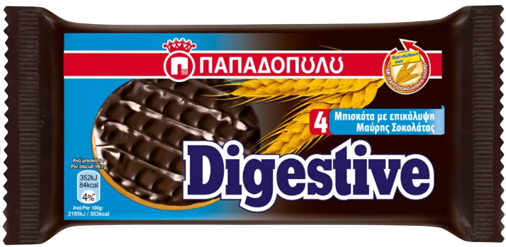 ΠΑΠΑΔΟΠΟΥΛΟΥ μπισκότα digestive με μαύρη σοκολάτα 67gr – Παπαδοπούλου