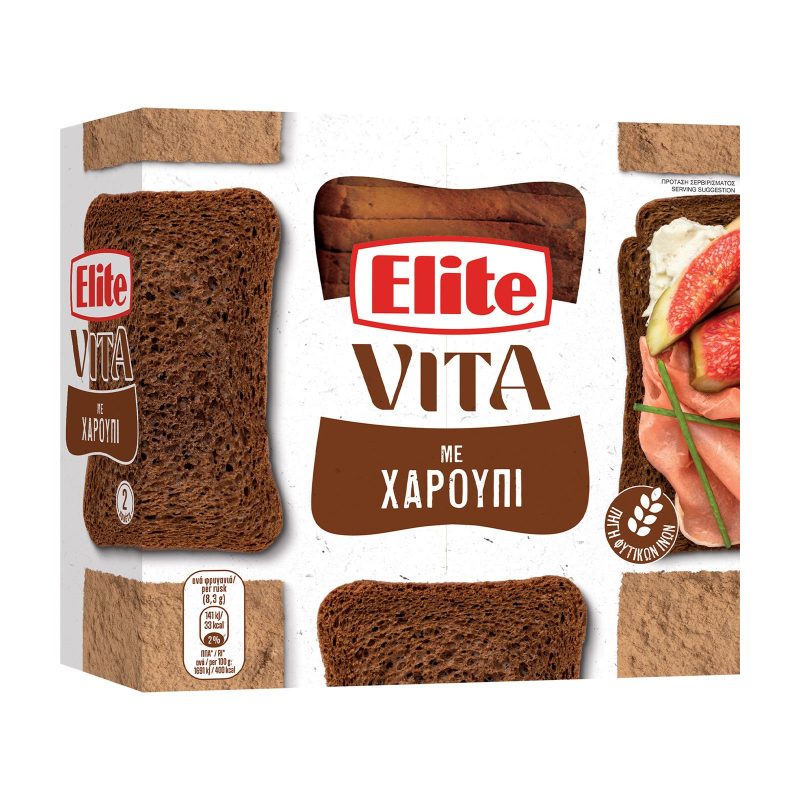 ELITE φρυγανιές με χαρούπι 2x125gr – Αρτοσκευάσματα