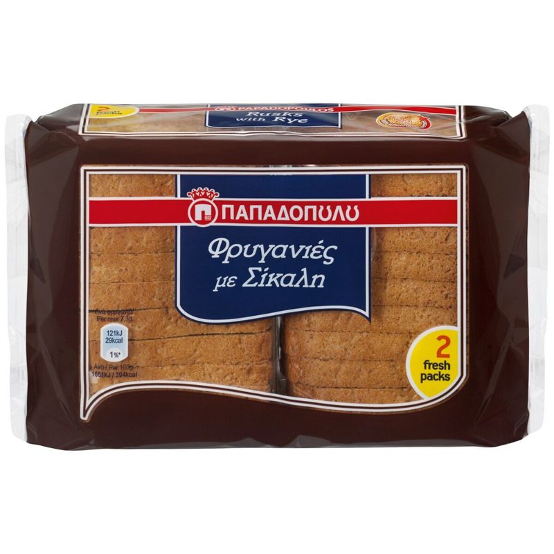 ΠΑΠΑΔΟΠΟΥΛΟΥ φρυγανιές σίκαλης 160gr – Παπαδοπούλου – Αρτοσκευάσματα