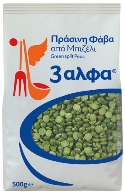 3ΑΛΦΑ πράσινη φάβα από μπιζέλι 500gr – 3 Άλφα – Όσπρια