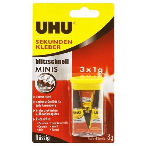 UHU κόλλα super glue minis blister 4x1gr – Κόλλες
