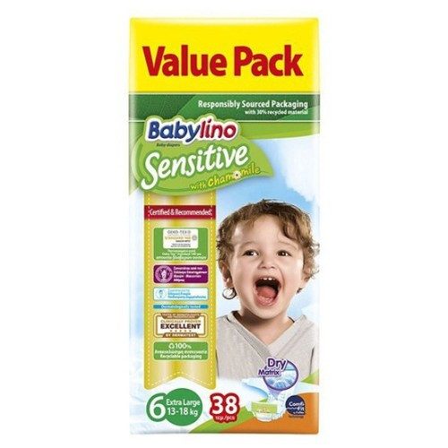 BABYLINO πάνες Sensitive extra large No6 13-18kg 38τεμ – Πάνες Μωρού