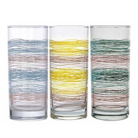 UNIGLASS ποτήρι γυάλινο πολύχρωμα νερού classico 27cl 6τεμ 91206/D412 – Ποτήρια