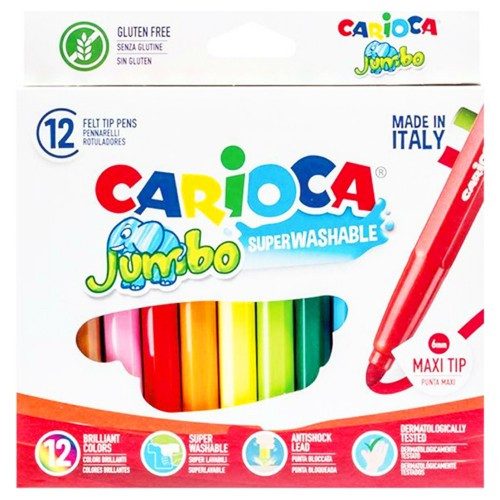 CARIOCA jumbo μαρκαδόροι πλενόμενοι ζωγραφικής χονδροί 12τεμ – Μαρκαδόροι Ζωγραφικής