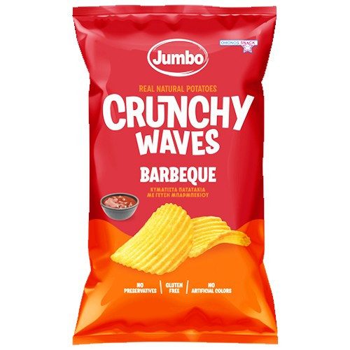 OHONOS SNACKS Jumbo crunchy waves barbeque χωρίς γλουτένη 90gr – Πατατάκια