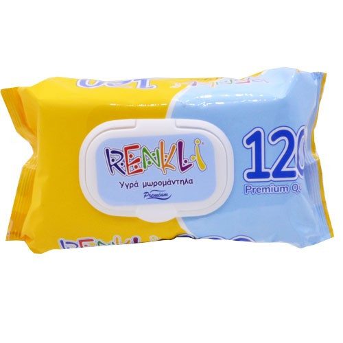 RENKLI μωρομάντηλα με καπάκι Premium 120τεμ