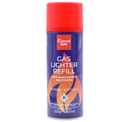 CORAL GAS αέριο αναπλήρωσης αναπτήρων 220gr 400ml – Καμινέτα