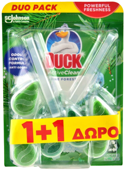DUCK αποσμητικό τουαλέτας με θήκη active clean pine forest 2x38,6gr – Καθαριστικά Μπάνιου