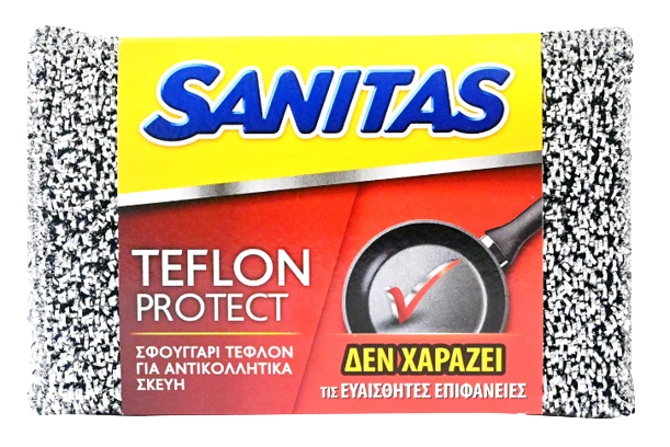 SANITAS teflon protect σφουγγαράκι για αντικολλητικά σκεύη 1τεμ – Σφουγγάρια Κουζίνας