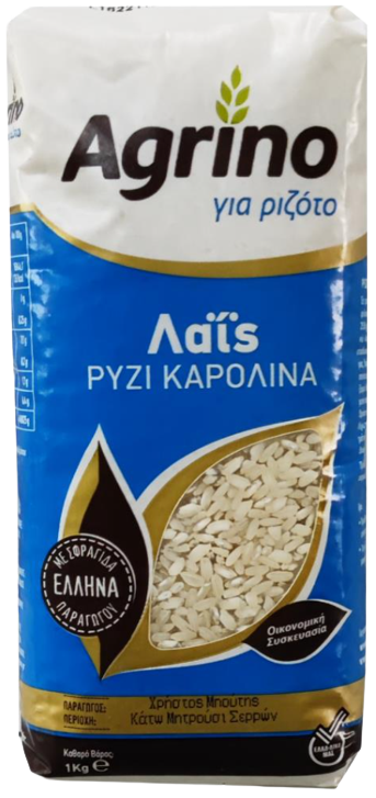 AGRINO ρύζι καρολίνα λαϊς για ριζότο 1kg