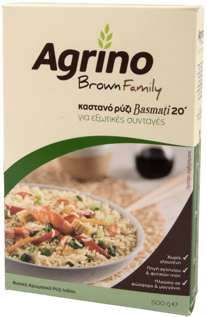 AGRINO ρύζι καστανό basmati 20' για εξωτικές συνταγές 500gr