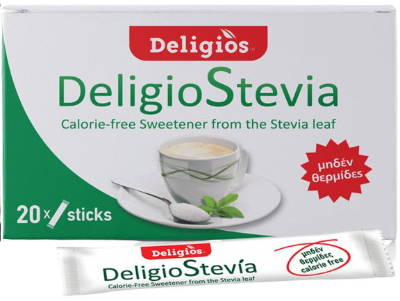 DELIGIOS γλυκαντικό με στέβια σε sticks 20τεμ – Ζάχαρη και Υποκατάστατα