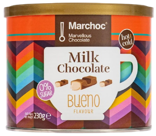 MARCHOC ρόφημα σοκολάτας γάλακτος bueno χωρίς ζάχαρη 230gr – Ροφήματα
