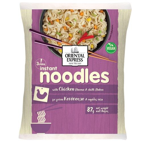 ORIENTAL EXPRESS 3' noodles με γεύση κοτόπουλο με τσίλι 87gr – Τρόφιμα Μακράς Συντήρησης