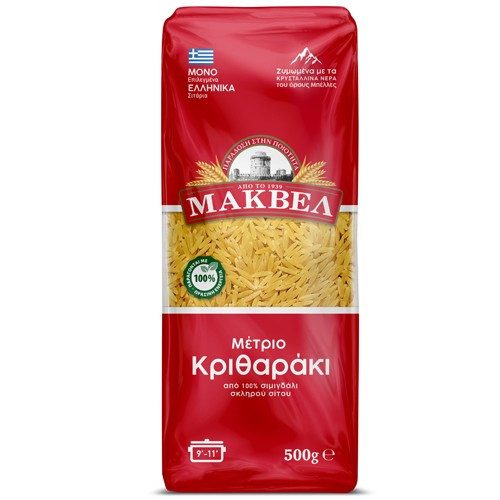 ΜΑΚΒΕΛ ζυμαρικά κριθαράκι μέτριο 500gr – Μάκβελ