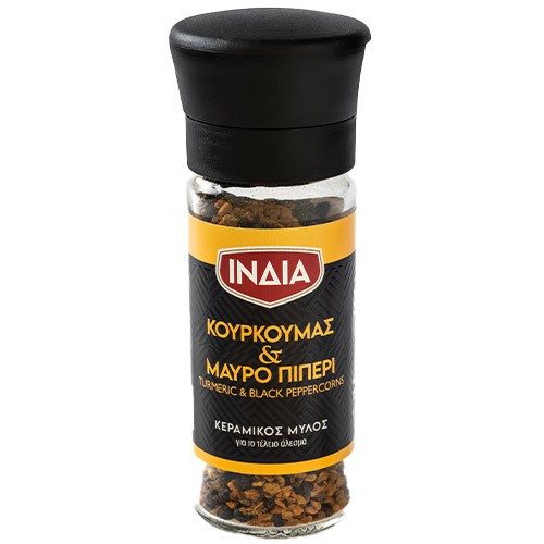 ΙΝΔΙΑ κουρκουμάς και μαύρο πιπέρι με μύλο 45gr – Ινδία – Μπαχαρικά και Μυρωδικά