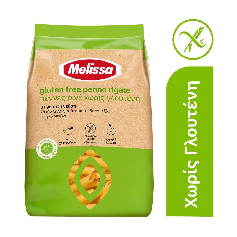 MELISSA ζυμαρικά πέννες ριγέ χωρίς γλουτένη 500gr