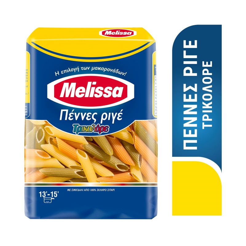 MELISSA ζυμαρικά πέννες ριγέ τρικολόρε 500gr
