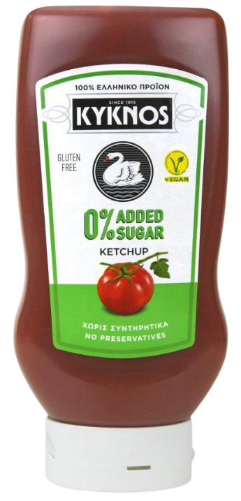 ΚΥΚΝΟΣ κέτσαπ χωρίς προσθήκη ζάχαρης top down 550gr – Κύκνος – Σάλτσες και Dressings