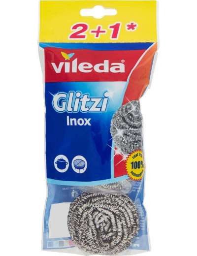 VILEDA συρματάκι κουζίνας glitzi inox 3τεμ – Σφουγγάρια Κουζίνας