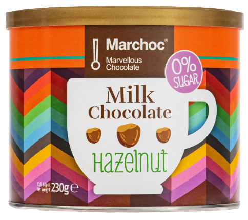 MARCHOC ρόφημα σοκολάτας γάλακτος hazelnut χωρίς ζάχαρη 230gr – Ροφήματα