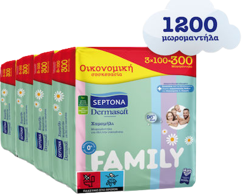 SEPTONA μωρομάντηλα Dermasoft Family 12x100τεμ