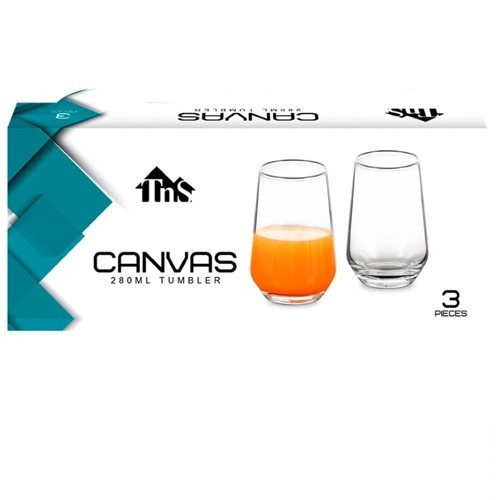 TNS ποτήρι γυάλινο νερού διαφανές canvas 3x280ml – Ποτήρια