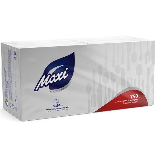 MAXI χαρτοπετσέτες σκληρές 1φ 23x30cm 750τεμ – Χαρτοπετσέτες και Κουβέρ Εστίασης