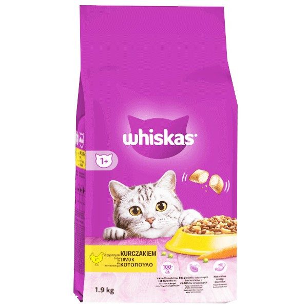 WHISKAS γατοτροφή κροκέτα adult με κοτόπουλο 1,9kg – Ξηρά Τροφή Γάτας