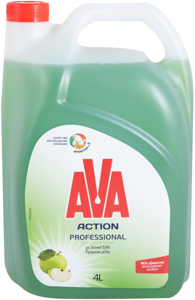 AVA Action υγρό πιάτων με Λευκό ξύδι και Πράσινο μήλο 4lt – Υγρά Πιάτων
