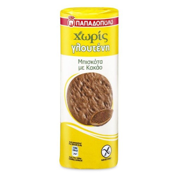 ΠΑΠΑΔΟΠΟΥΛΟΥ μπισκότα με κακάο χωρίς γλουτένη 200gr – Παπαδοπούλου