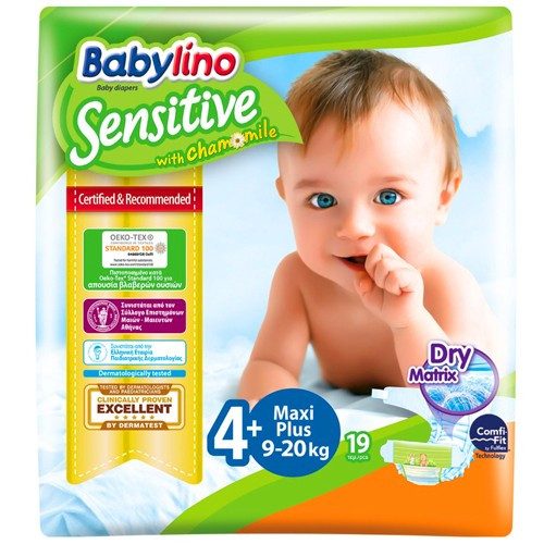 BABYLINO πάνες Sensitive No4+ 10-15kg 19τεμ – Πάνες Μωρού