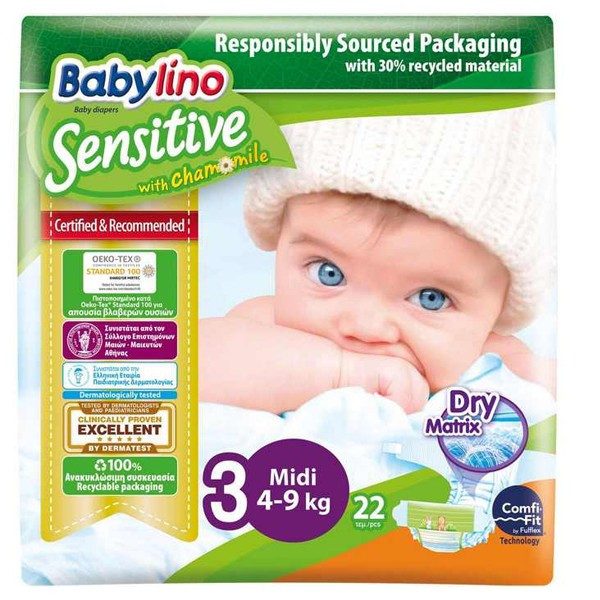 BABYLINO πάνες Sensitive No3 4-9kg 22τεμ – Πάνες Μωρού