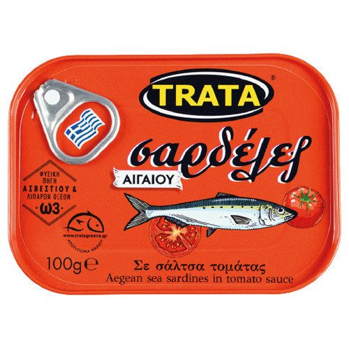 TRATA σαρδέλες σε σάλτσα τομάτας 100gr – Τρόφιμα Μακράς Συντήρησης