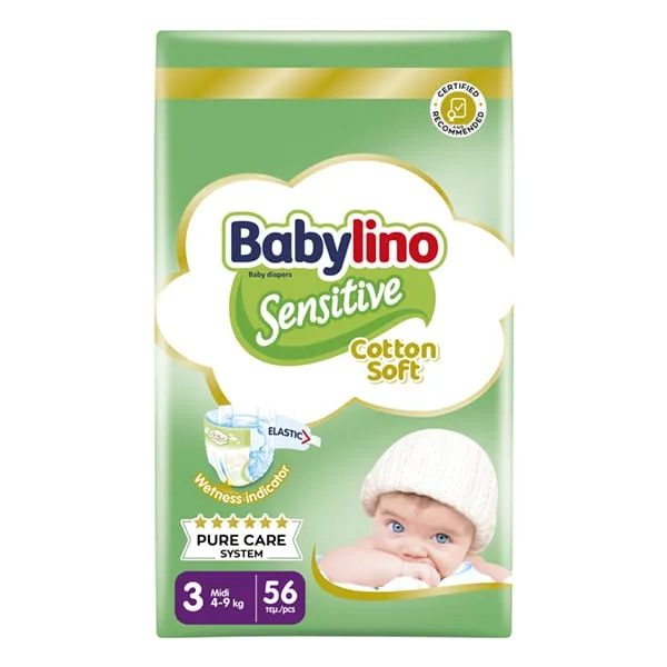 BABYLINO πάνες Sensitive midi No3 4-9kg 56τεμ – Πάνες Μωρού