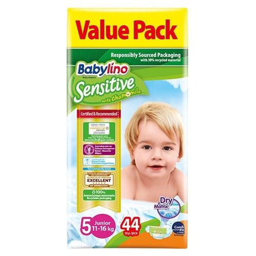 BABYLINO πάνες Sensitive junior No5 11-25kg 44τεμ – Πάνες Μωρού