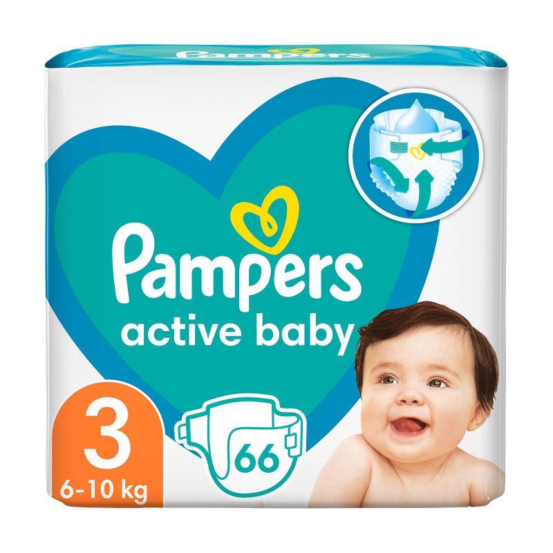 PAMPERS active baby βρεφικές πάνες No3 6-10kg 66τεμ – Πάνες Μωρού