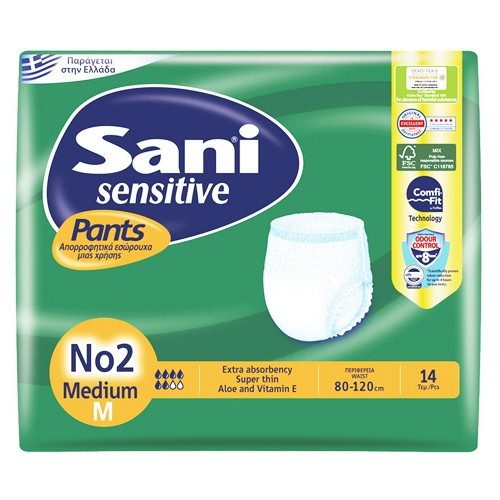 SANI sensitive pants βρακάκι ακράτειας No2 medium 14τεμ – Πάνες και Βρακάκια Ακράτειας