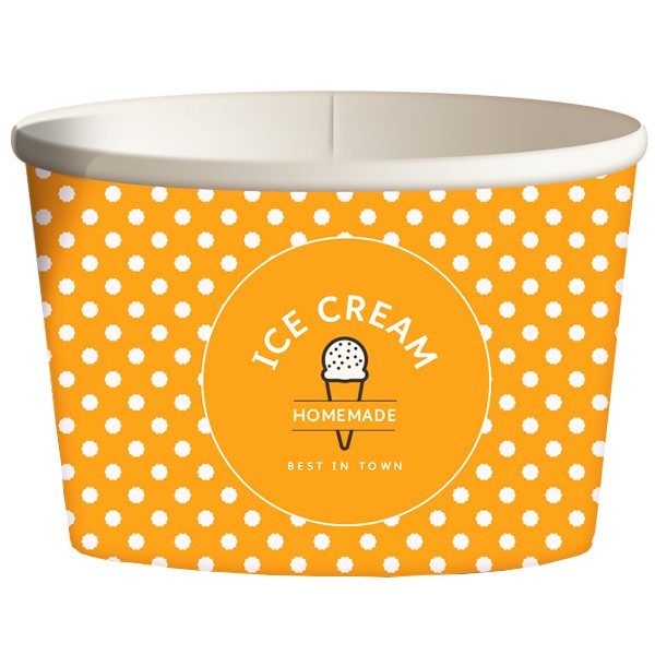 Χάρτινο κύπελλο παγωτού dot orange 12oz 50τεμ – MrPanda – Μπωλ/Κύπελλα μιας Χρήσης (Χονδρική)