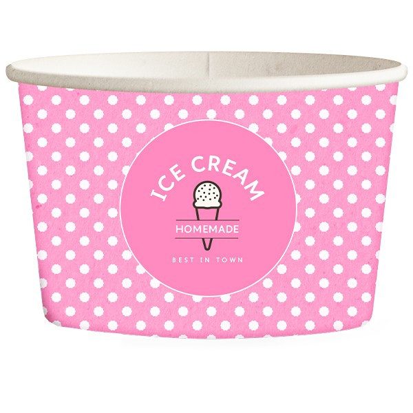 Χάρτινο κύπελλο παγωτού dot pink 6oz 50τεμ – MrPanda – Μπωλ/Κύπελλα μιας Χρήσης (Χονδρική)