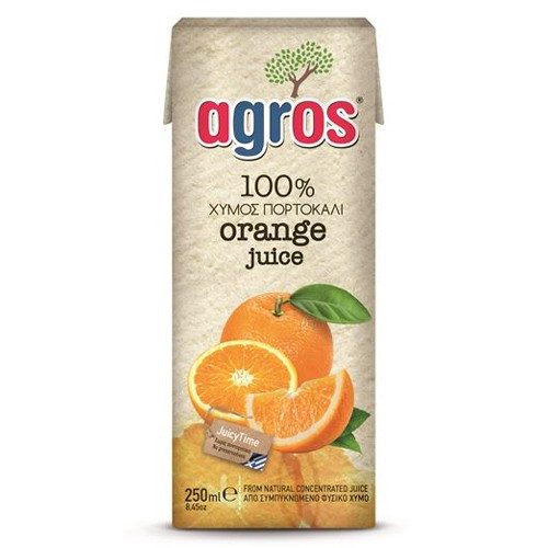 AGROS χυμός 100% φυσικός πορτοκάλι 250ml – Χυμοί