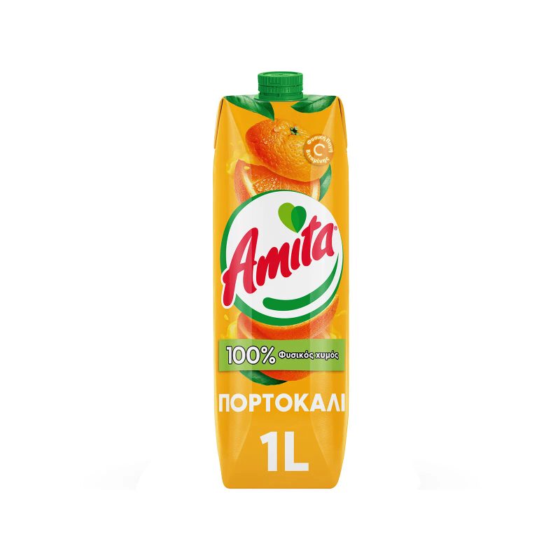 AMITA 100% φυσικός χυμός με πορτοκάλι 1lt – Χυμοί