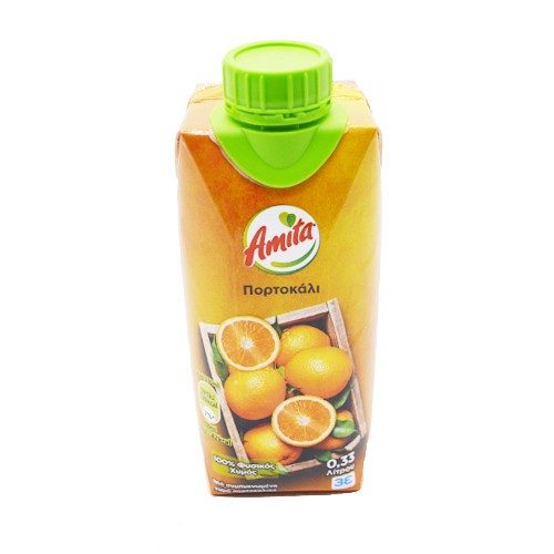 AMITA 100% φυσικός χυμός με πορτοκάλι 330ml – Χυμοί