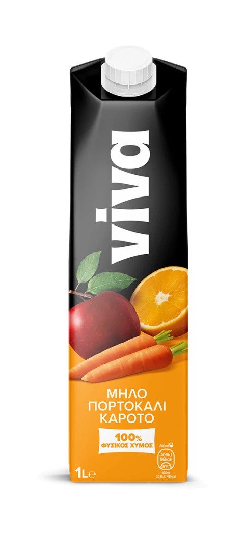 VIVA χυμός 100% φυσικός με μήλο, πορτοκάλι και καρότο 1lt – Χυμοί