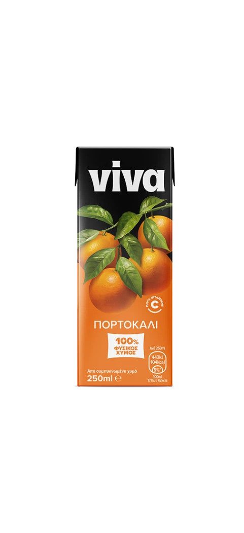 VIVA χυμός 100% φυσικός με πορτοκάλι 250ml – Χυμοί