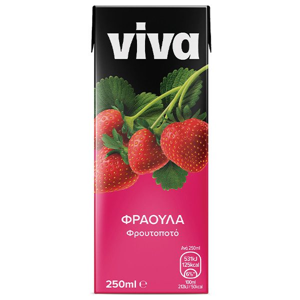 VIVA χυμός με φρουτοποτό φράουλα 250ml – Χυμοί