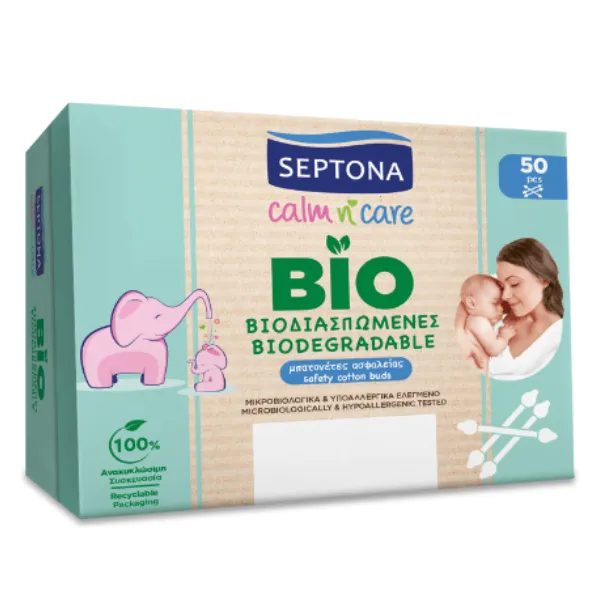 SEPTONA pop up παιδικοί ασφαλείας ωτοκαθαριστές βιοδιασπώμενοι 50τεμ – Μπατονέτες