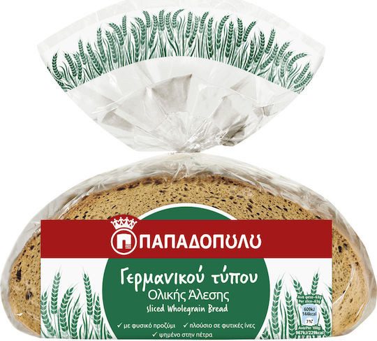 ΠΑΠΑΔΟΠΟΥΛΟΥ ψωμί γερμανικού τύπου ολικής άλεσης σε φέτες 500gr – Παπαδοπούλου – Αρτοσκευάσματα