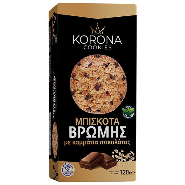 KORONA μπισκότα βρώμης με κομμάτια σοκολάτας 120gr